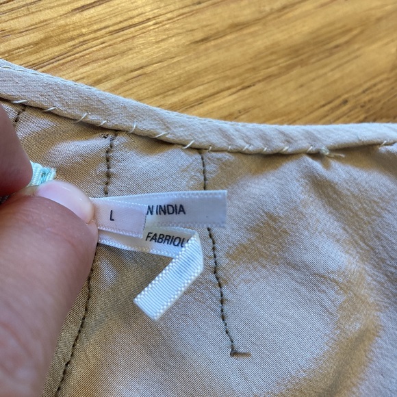 Anthropology, 100% Silk, Light Tan/Cream/Pink/&Bronze, Shift Dress, Sz. L - Picture 10 of 11